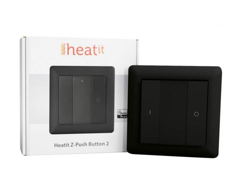 Heatit Z-Push Button 2 Fekete Z-wave okos fali kapcsoló