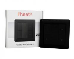 Heatit Z-Push Button 4 Fekete Z-wave okos fali kapcsoló