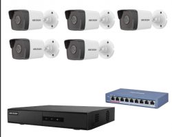 Hikvision 5 kamerás IP kamera rendszer 4MP kültéri csőkamerával