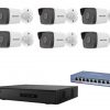 Hikvision 6 kamerás IP kamera rendszer 4MP kültéri csőkamerával