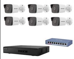 Hikvision 6 kamerás IP kamera rendszer 4MP kültéri csőkamerával
