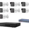 Hikvision 7 kamerás IP kamera rendszer 4MP kültéri csőkamerával
