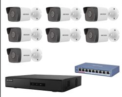 Hikvision 7 kamerás IP kamera rendszer 4MP kültéri csőkamerával