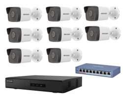 Hikvision 8 kamerás IP kamera rendszer 4MP kültéri csőkamerával