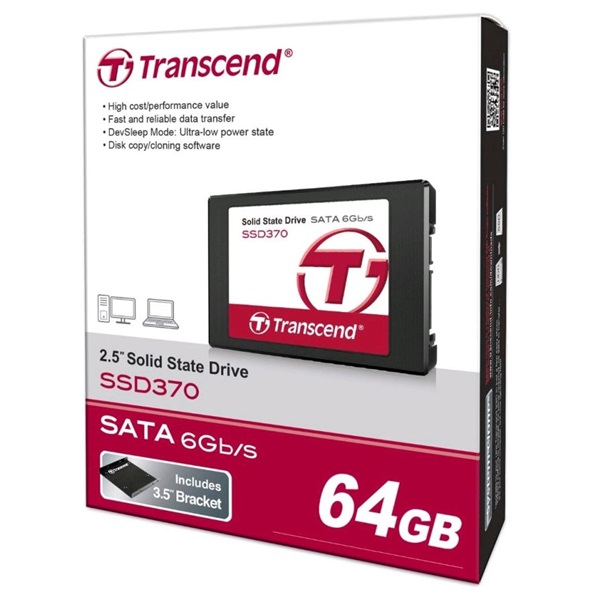 Transcend 2.5" SSD SATA III 64GB Solid State Disk SSD370 7mm
