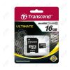 Transcend Memóriakártya Micro SDHC 16GB Class 10 + adapter