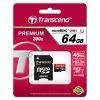 Transcend Memóriakártya MicroSDHC 64GB Class 10 UHS-I U1 + adapter